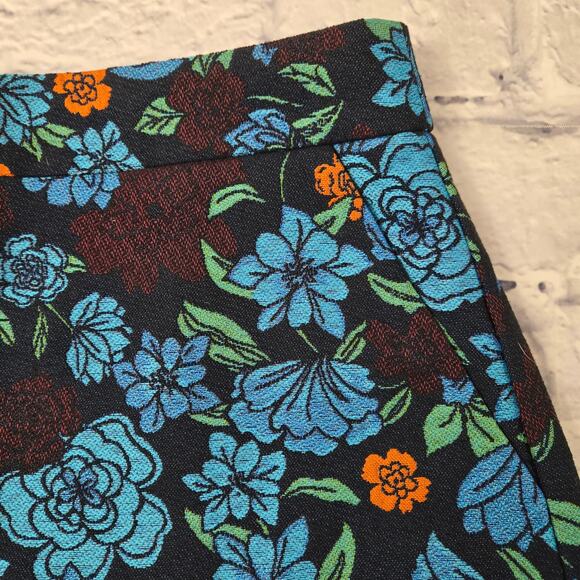 NWT Loft Pencil Skirt Forest Blooms Blue Black Orange Floral Woven Lined size 8 - Picture 3 of 10